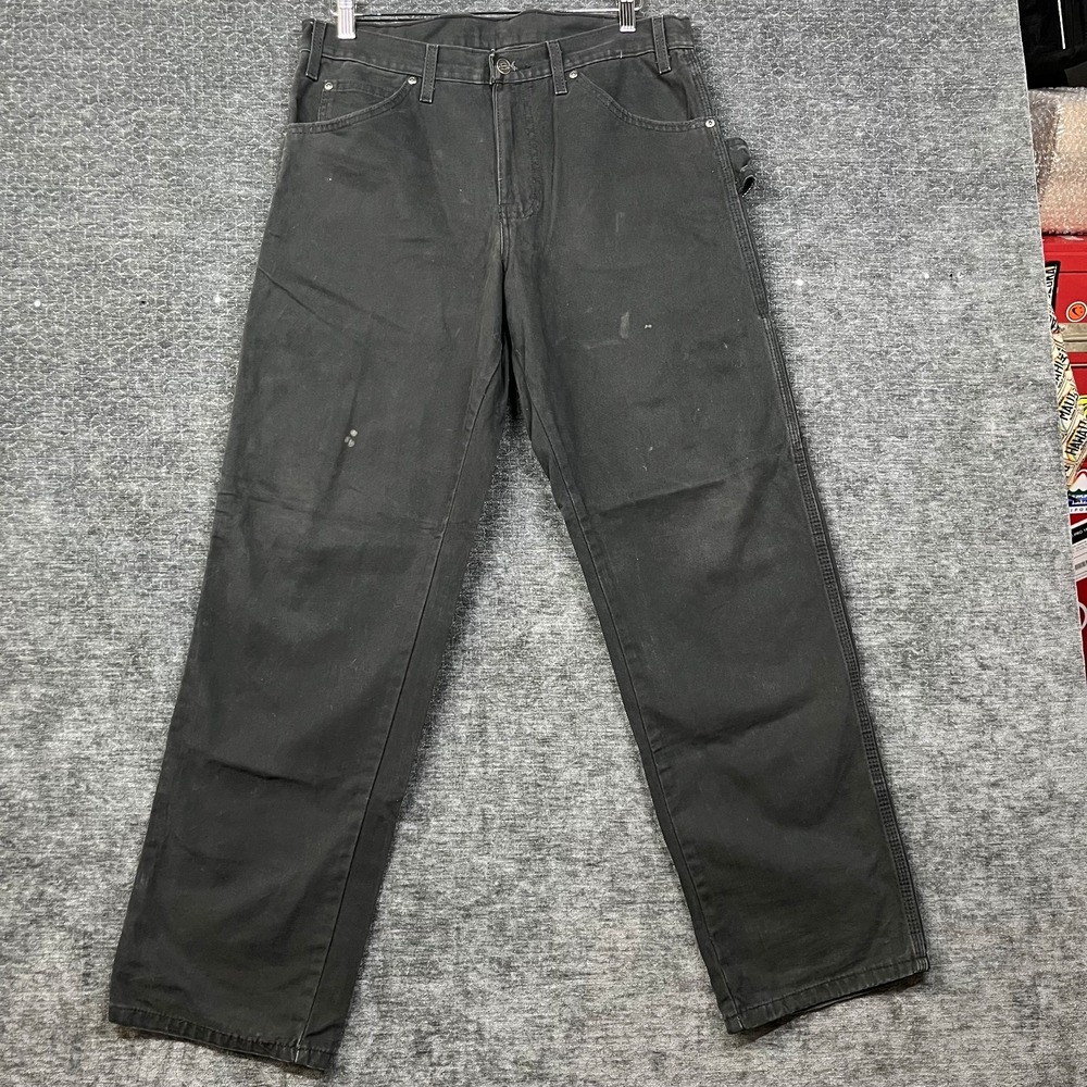 Dickies Carpenter Jeans Mens 34X32 Black Good Sanded Duck Relaxed DU336RBK